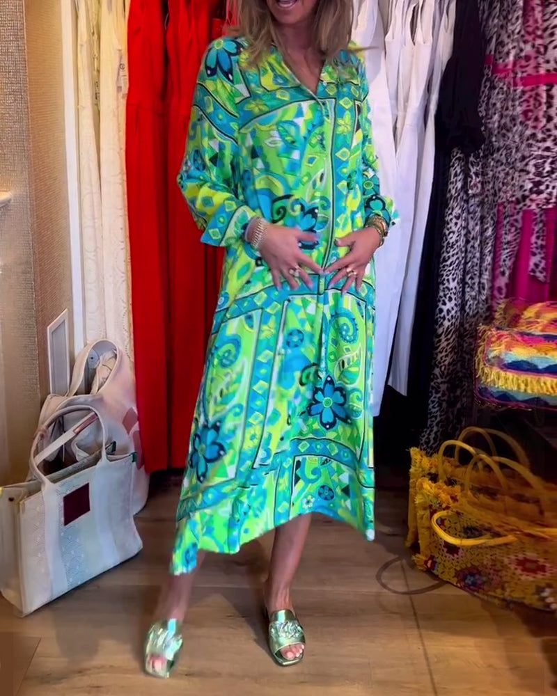 Loose printed pocket dress