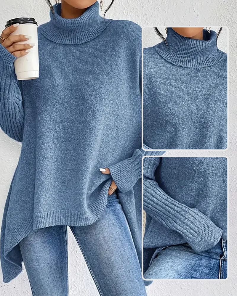 High Collar Irregular Loose Sweater