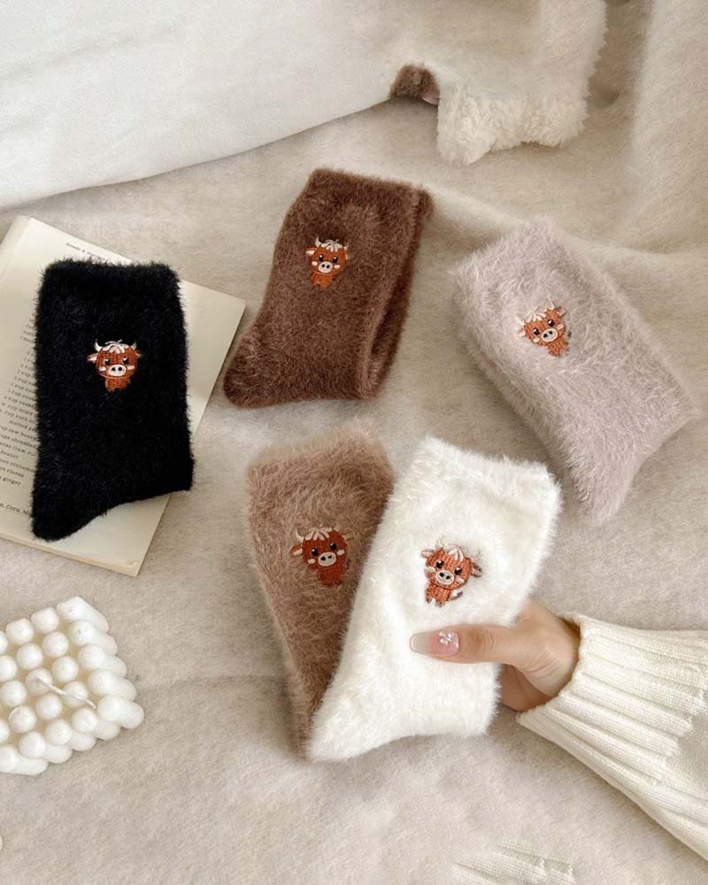 Cute Cow Slipper Socks