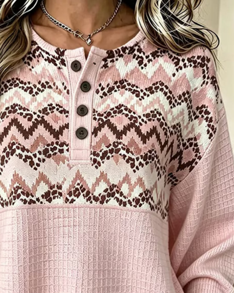 Crew Neck Waffle Casual Sweatshirt