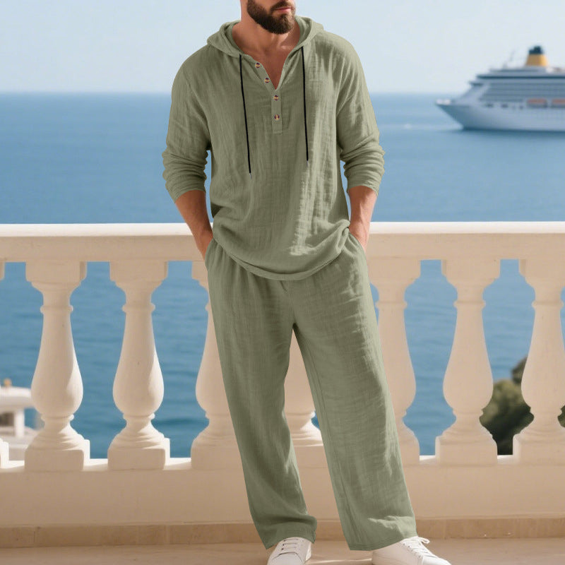 Fashion Men's Casual Long Two-Piece Set