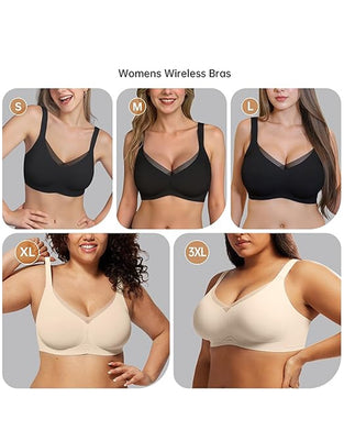 Womens Wireless Bras V Mesh Comfortable Bralette Supportive