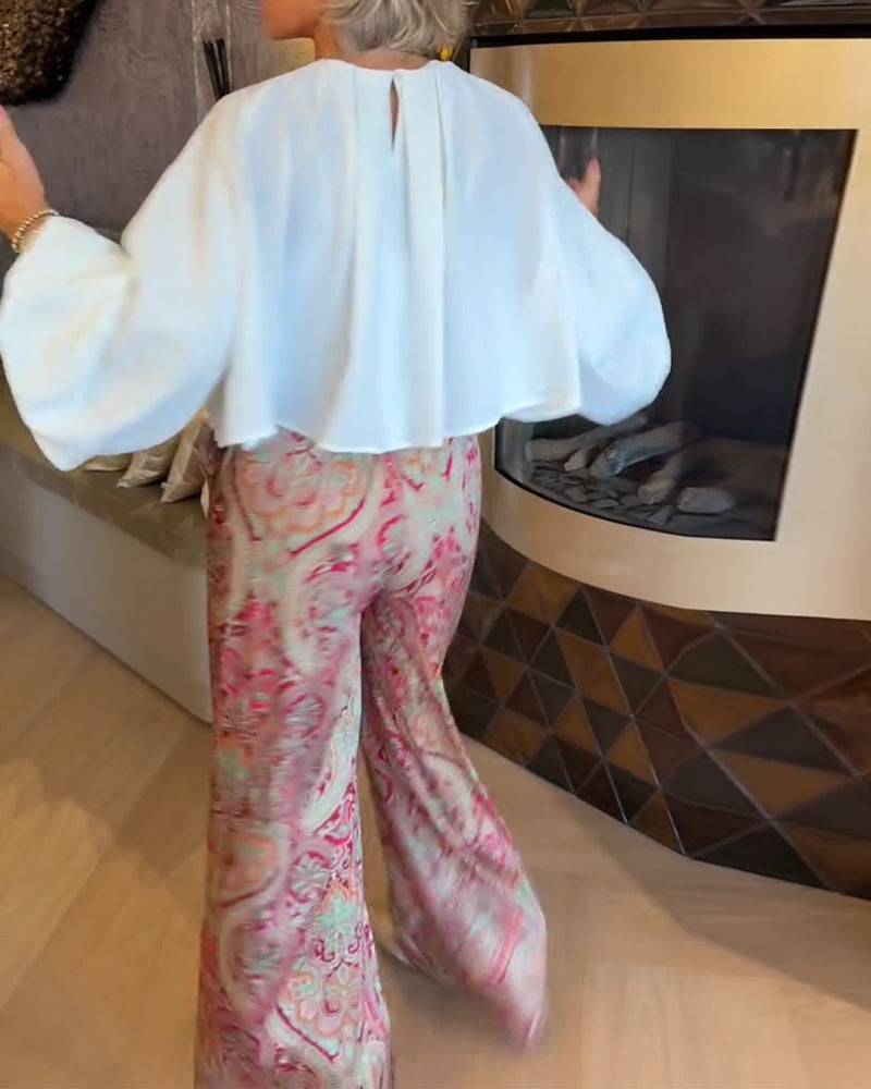 French Puff Sleeve Cropped Blouse