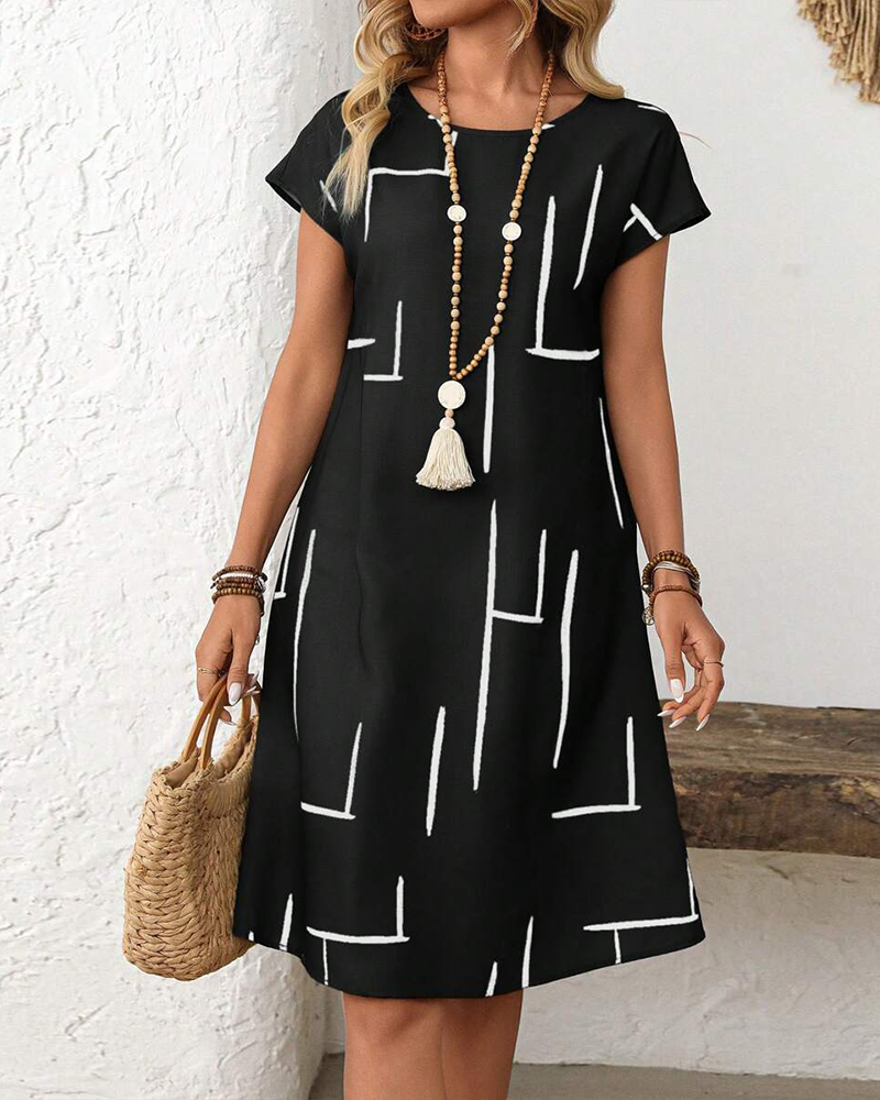 Women's Summer Casual  Print Round Neck Dress