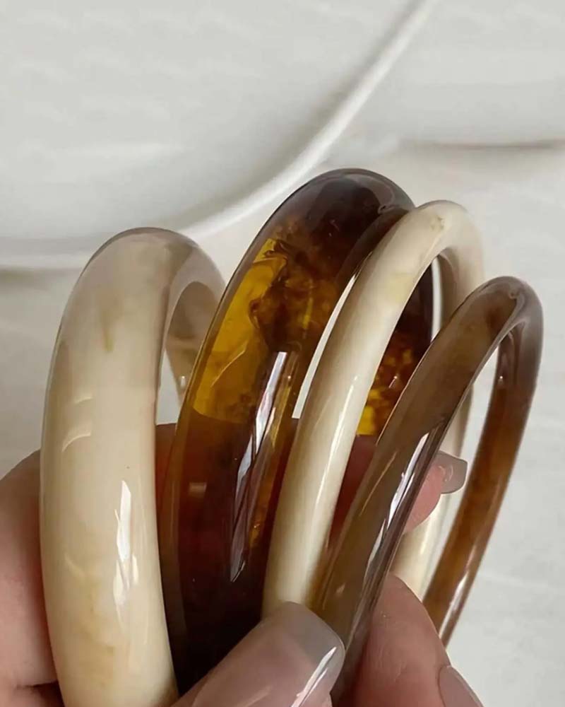 Vintage Resin Amber Acrylic Bangles Set