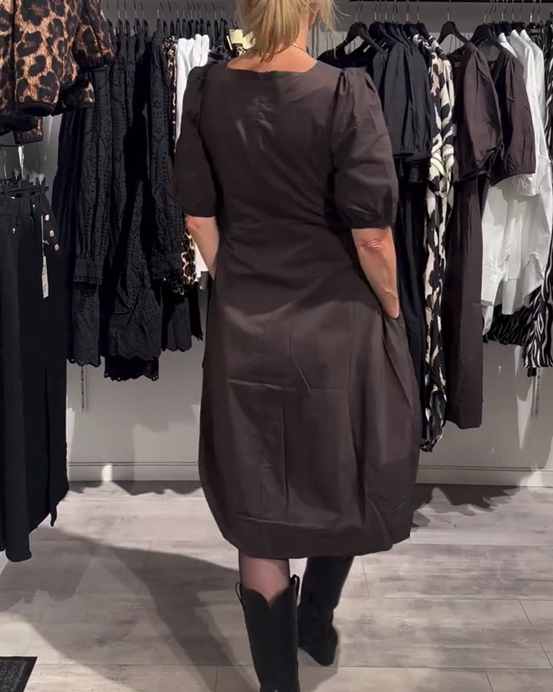 V-Neck Pocket Casual Dress