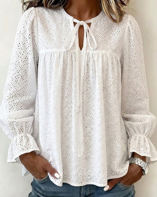 Tie Cutout Long Sleeve Top