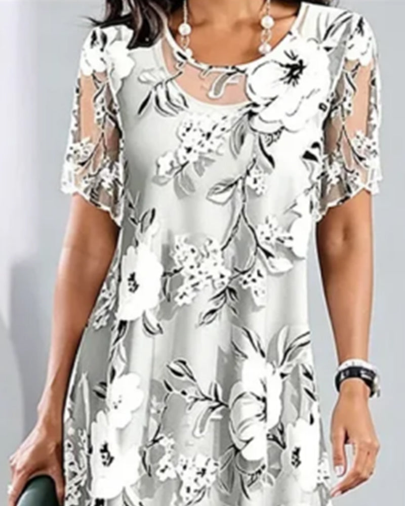 Round Neck Floral Dress