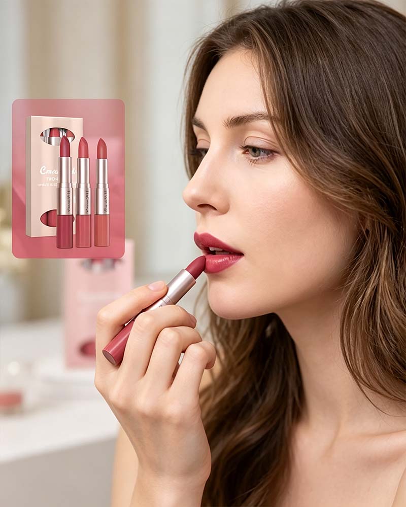 2-in-1 Dual-Ended Lipstick and Lip Gloss Set