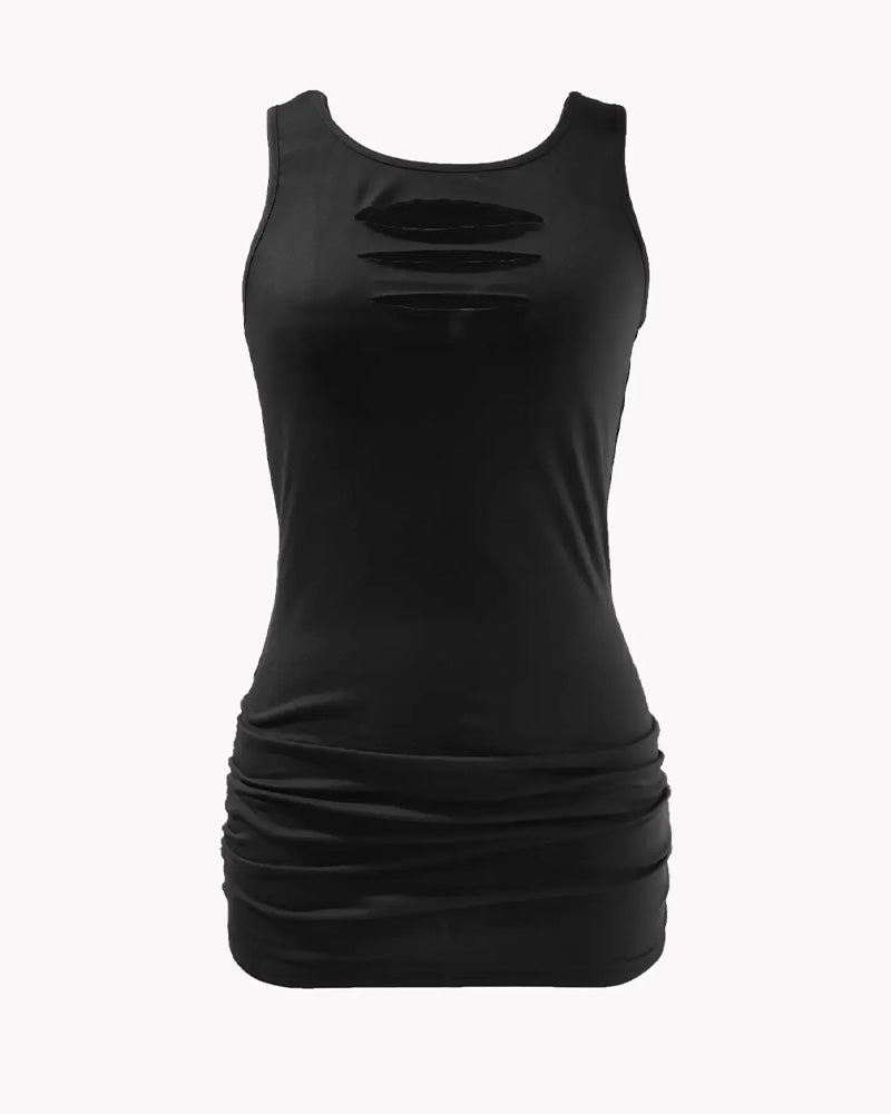 U-Neck Sleeveless Hollow Out Tank Top