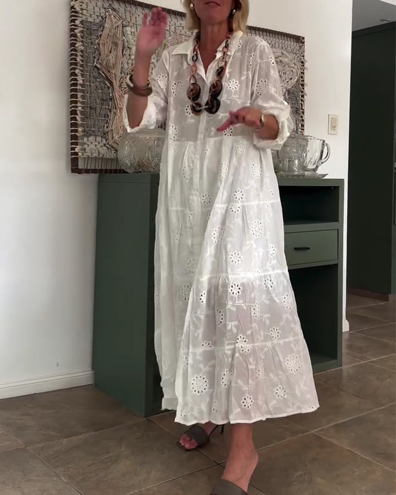 Elegant Hollow Flower Dress