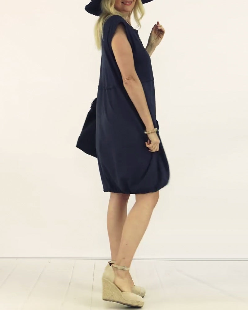 Round Neck Sleeveless Printed Dress