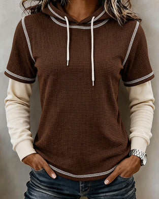 Waffle Color Block 2 In 1 Hoodie