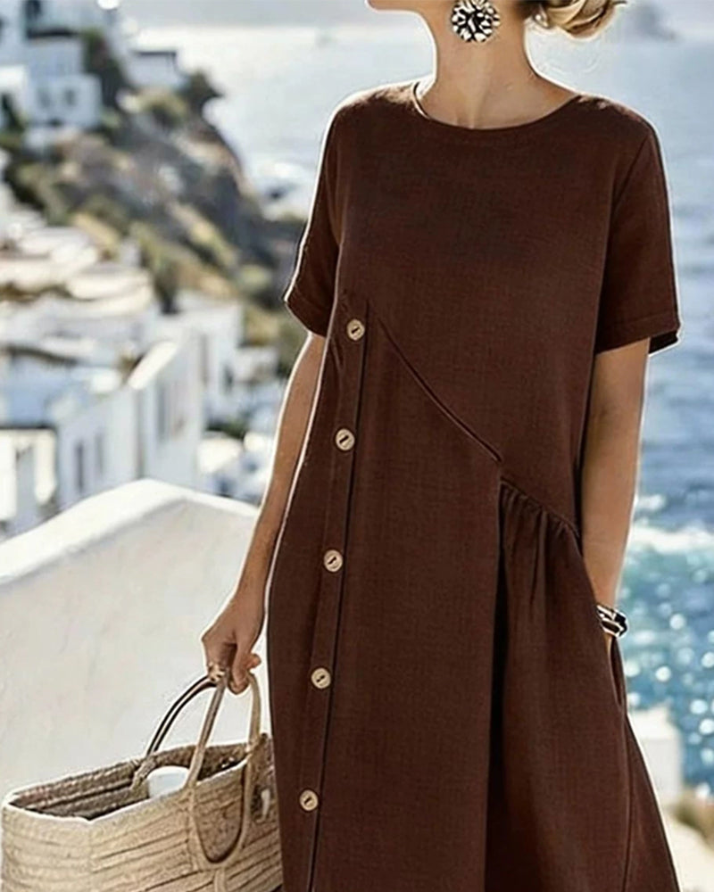 Button Decor Casual Dress