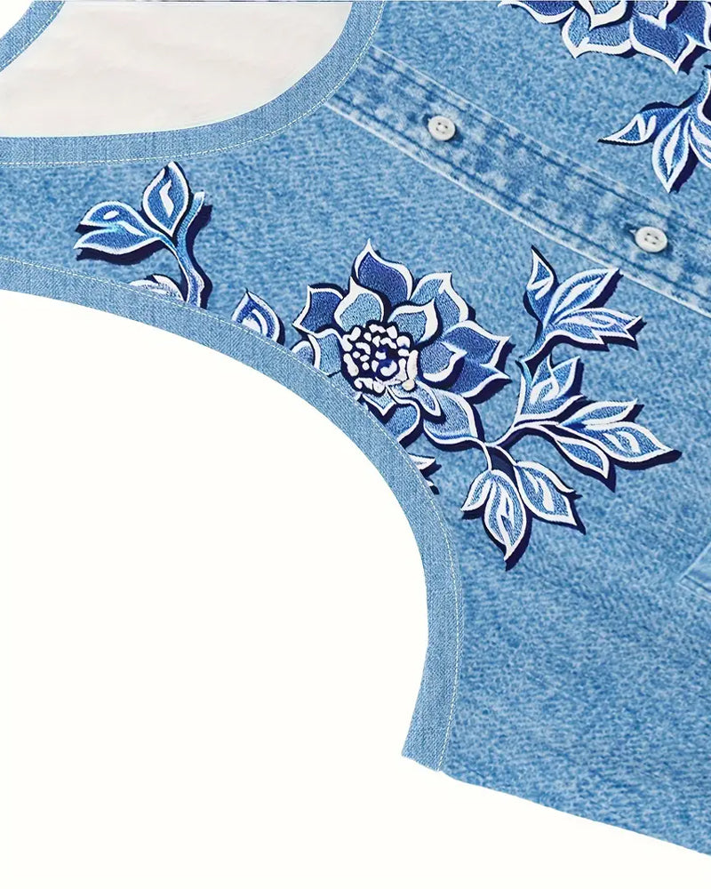 Sleeveless Imitation Denim Dress