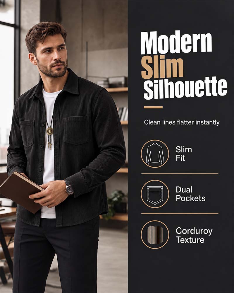 👔Men's Casual Corduroy Shirt Jacket – Classic Texture Meets Everyday Comfort