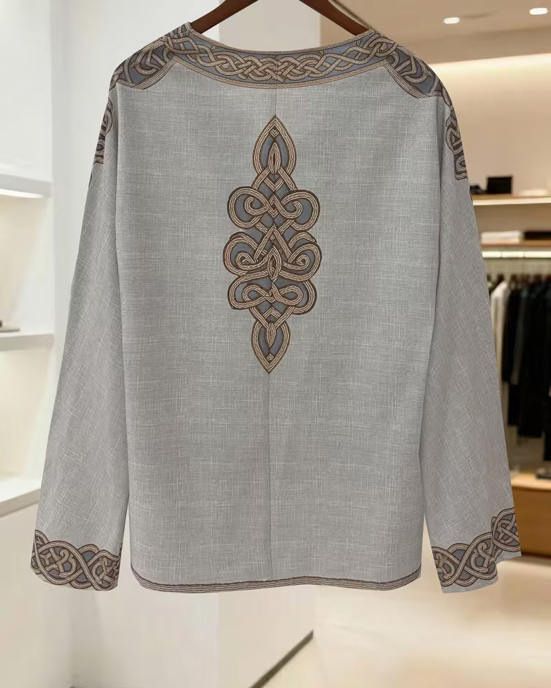 V-Neck Line Contrast Patchwork Blouse
