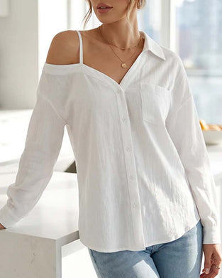 One-Shoulder Textured Cami Shirt