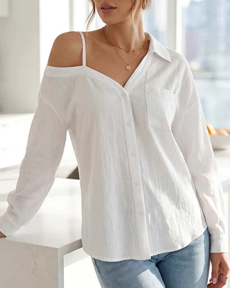 One-Shoulder Textured Cami Shirt