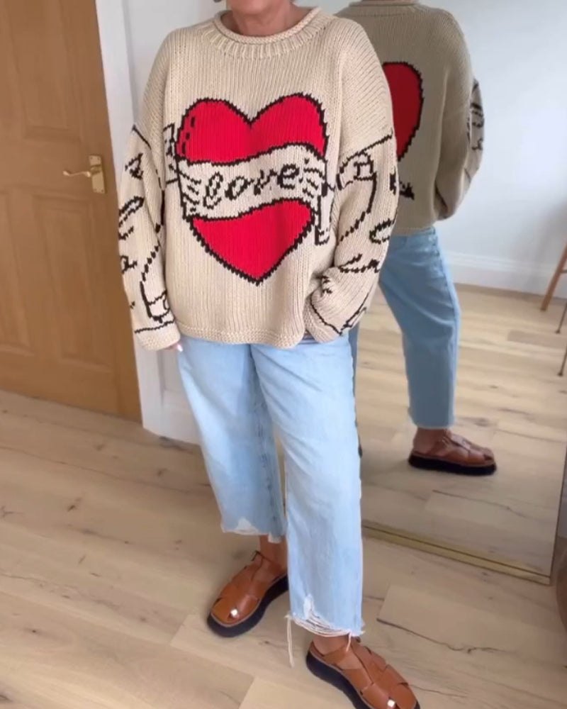 Love pattern casual sweater