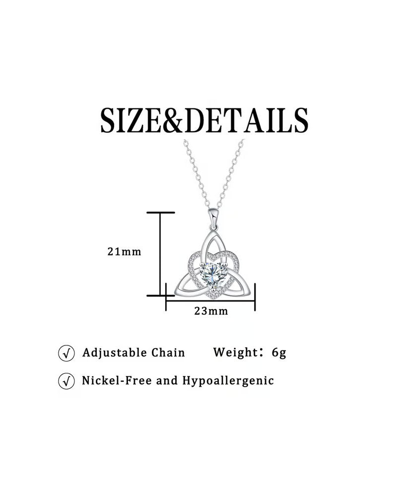 Birthstone Celtic Trinity Knot Heart Necklace✨ Heart Shape Celtic Trinity Knot Birthstone Pendant
