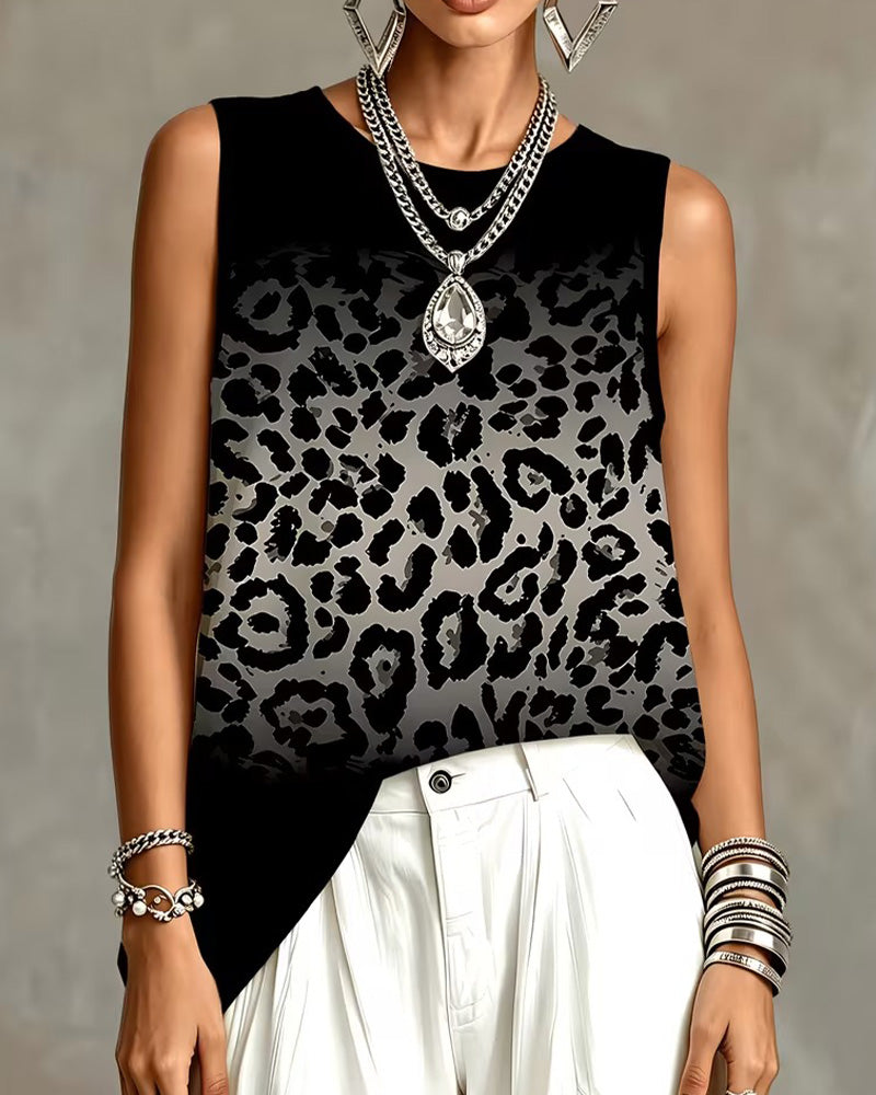 Ombre Leopard Sleeveless Tank Top