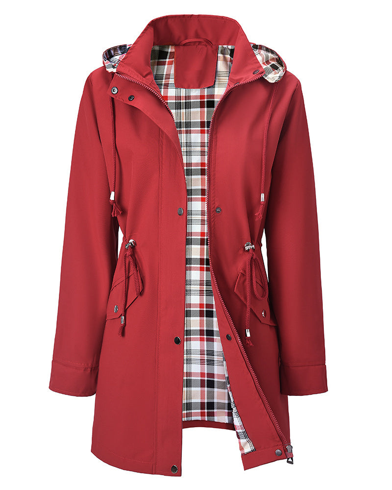 Women Waterproof Long Hooded Trench Coats