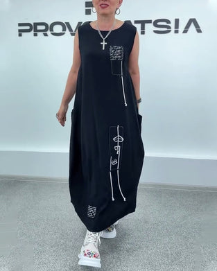 Sleeveless Oversized Letter Print Dress