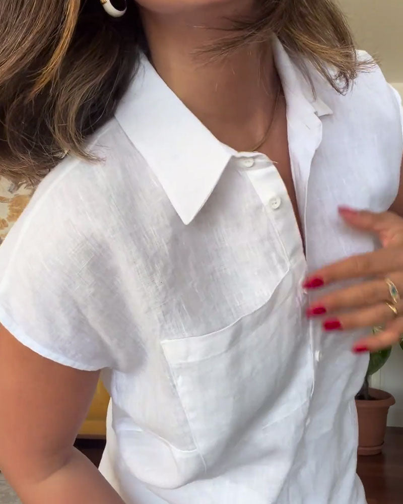 Cotton And Linen Solid Color Casual Trousers Suit