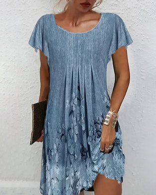 Ruffled Sleeves Printed Dress