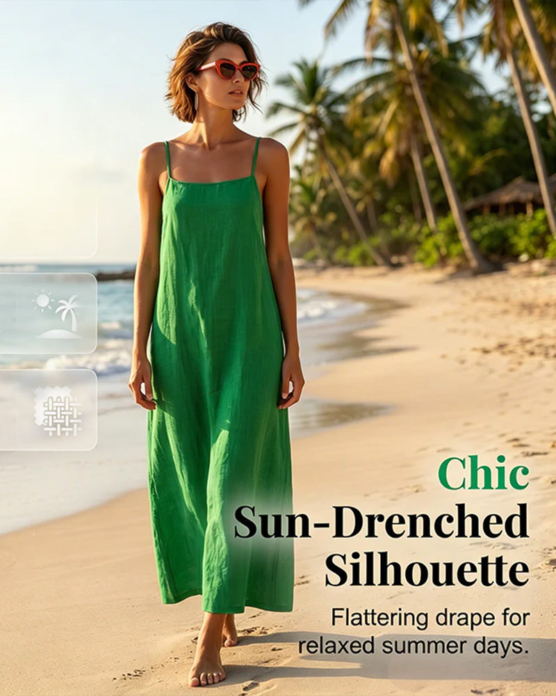 Solid Color Spaghetti Strap Maxi Dress