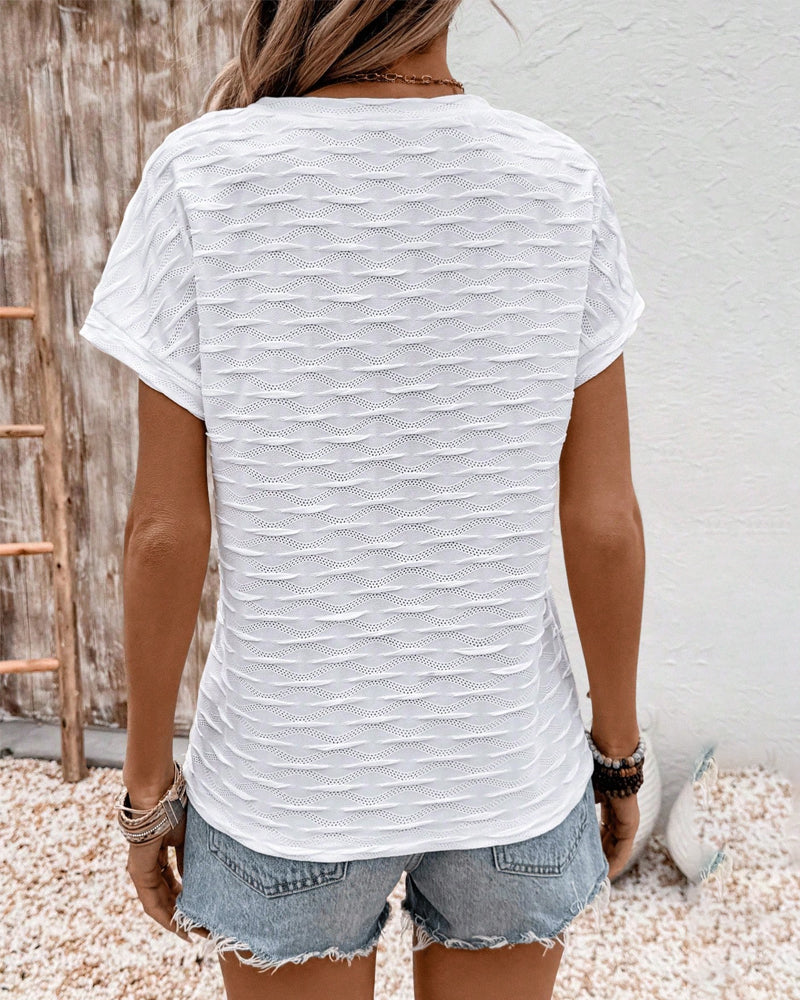 V-Neck All-Match Solid Color T-Shirt