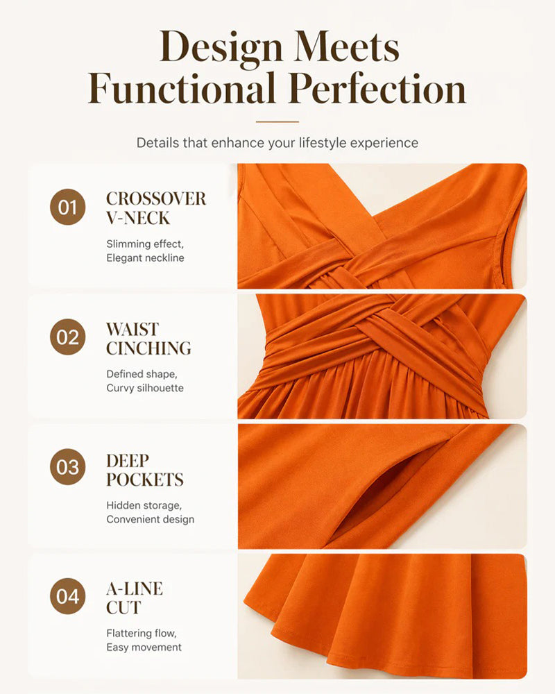 Solid Color Pocket Twist Tank Dress