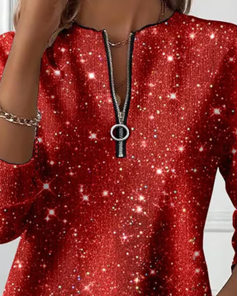 Half-Zip Long-Sleeved Casual Sweatshirt