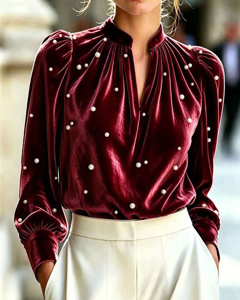 V-Neck Casual Long Sleeve Top
