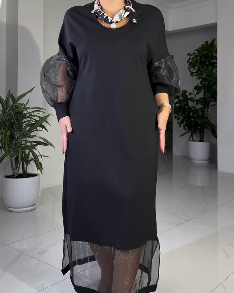 U-Neck Mesh Patchwork Fashion Dress