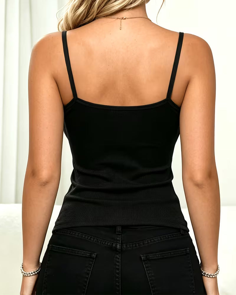 Lace Back Spaghetti Strap Tank Top