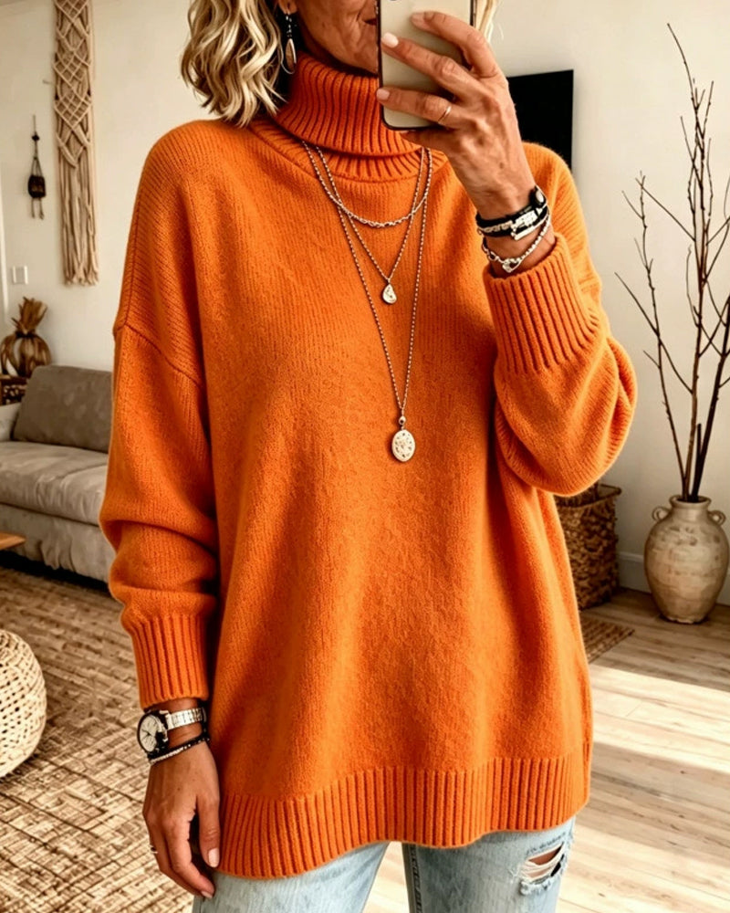 High-Neck Loose Pullover