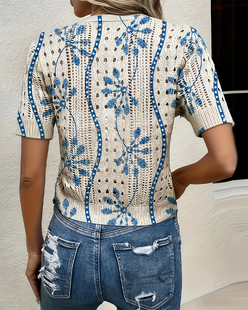 Short Sleeve Cutout Cardigan