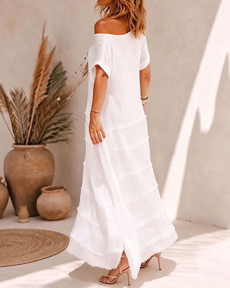 One Shoulder Solid Color Dress
