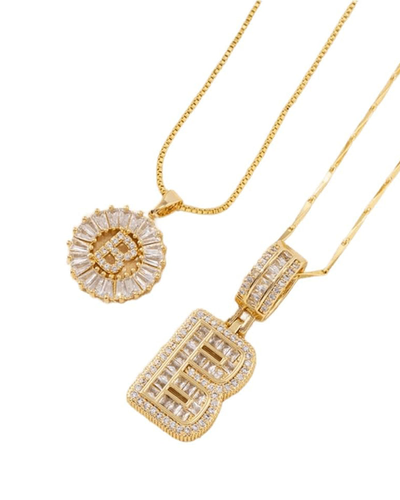 Initial Letter Pendant Necklaces -2 Pack