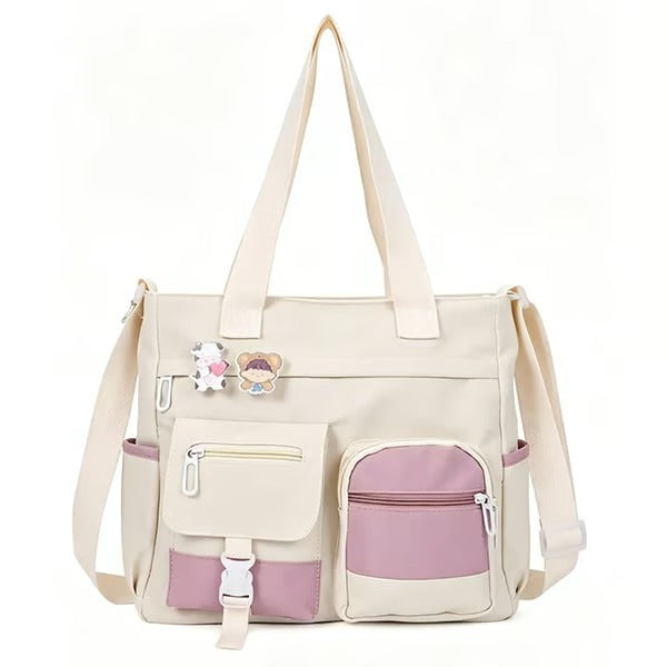 Spacious Canvas Tote Compartments Bag
