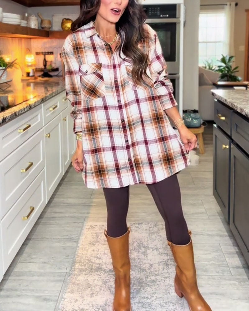 Casual Loose Plaid Pocket Shirt