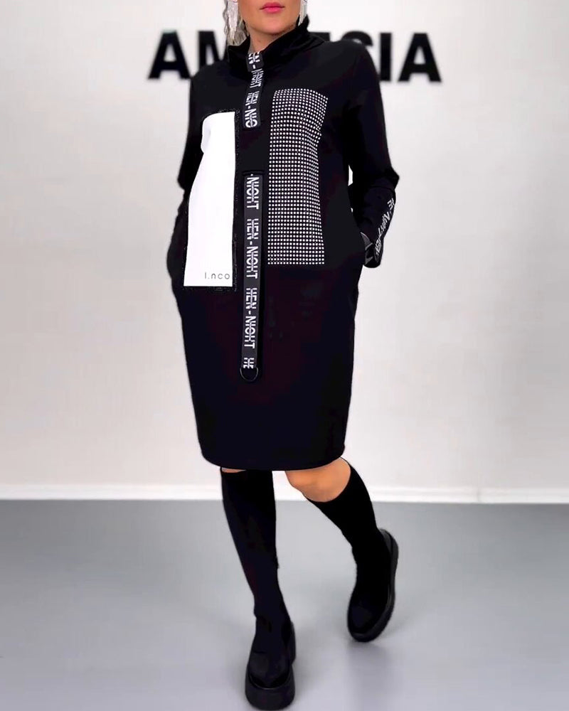 Casual Straight Dress with Drawstring