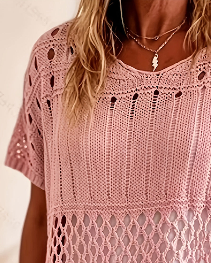 Round Neck Hollow Out Pullover