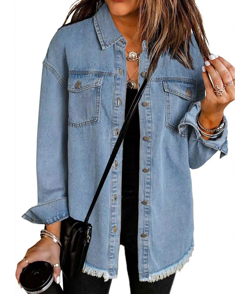 Frayed Hem Washed Shirt