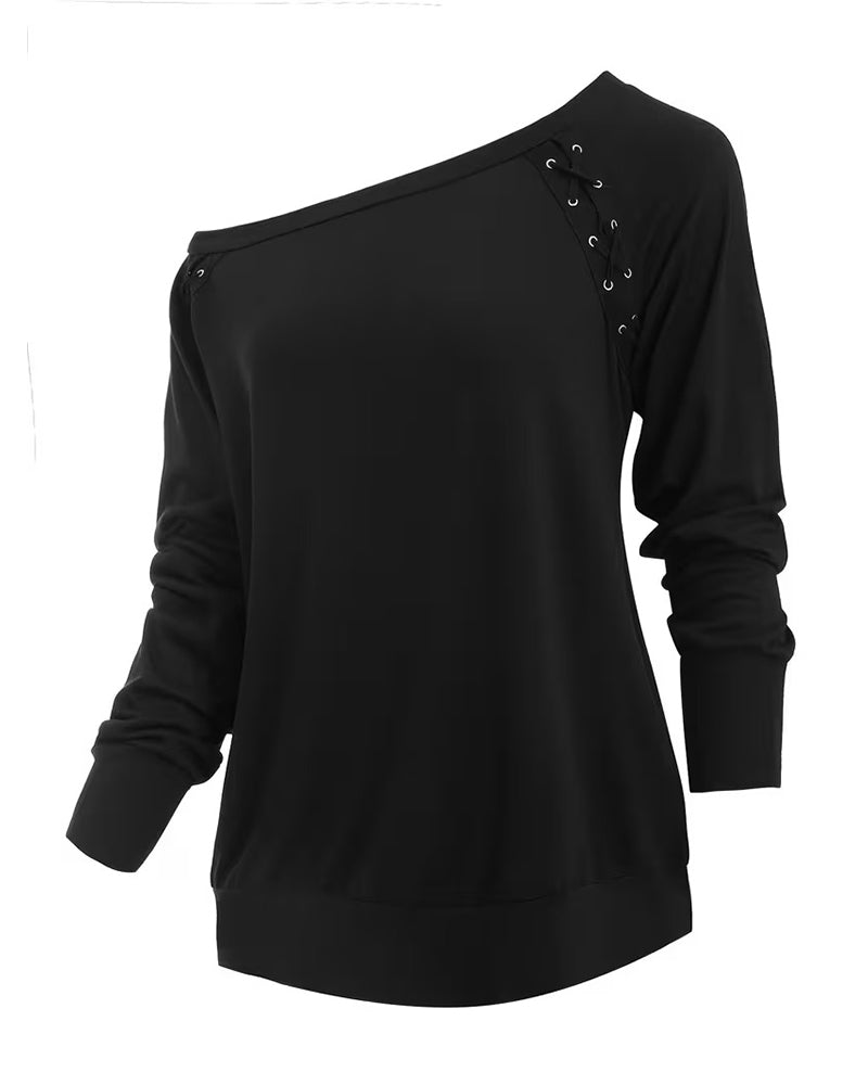 Stylish One-Shoulder Tie Blouse