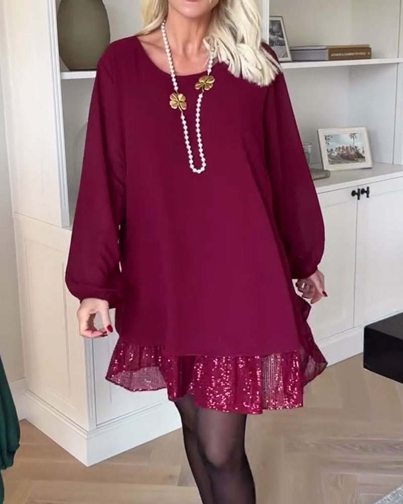 Round Neck Loose Patchwork Dress