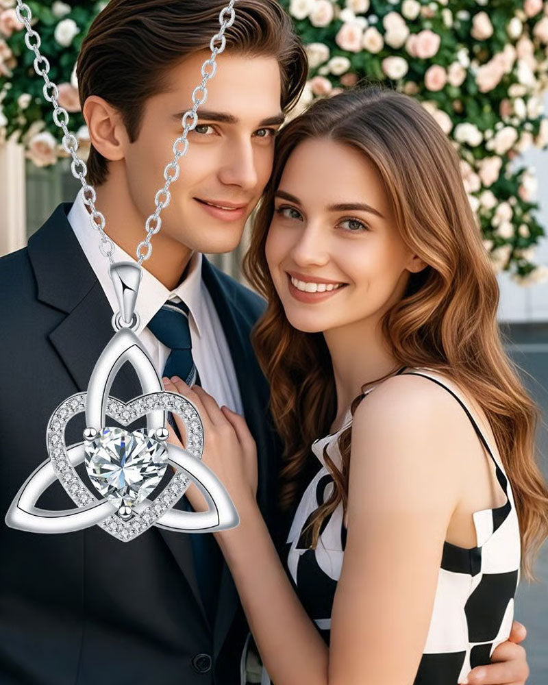 Birthstone Celtic Trinity Knot Heart Necklace✨ Heart Shape Celtic Trinity Knot Birthstone Pendant