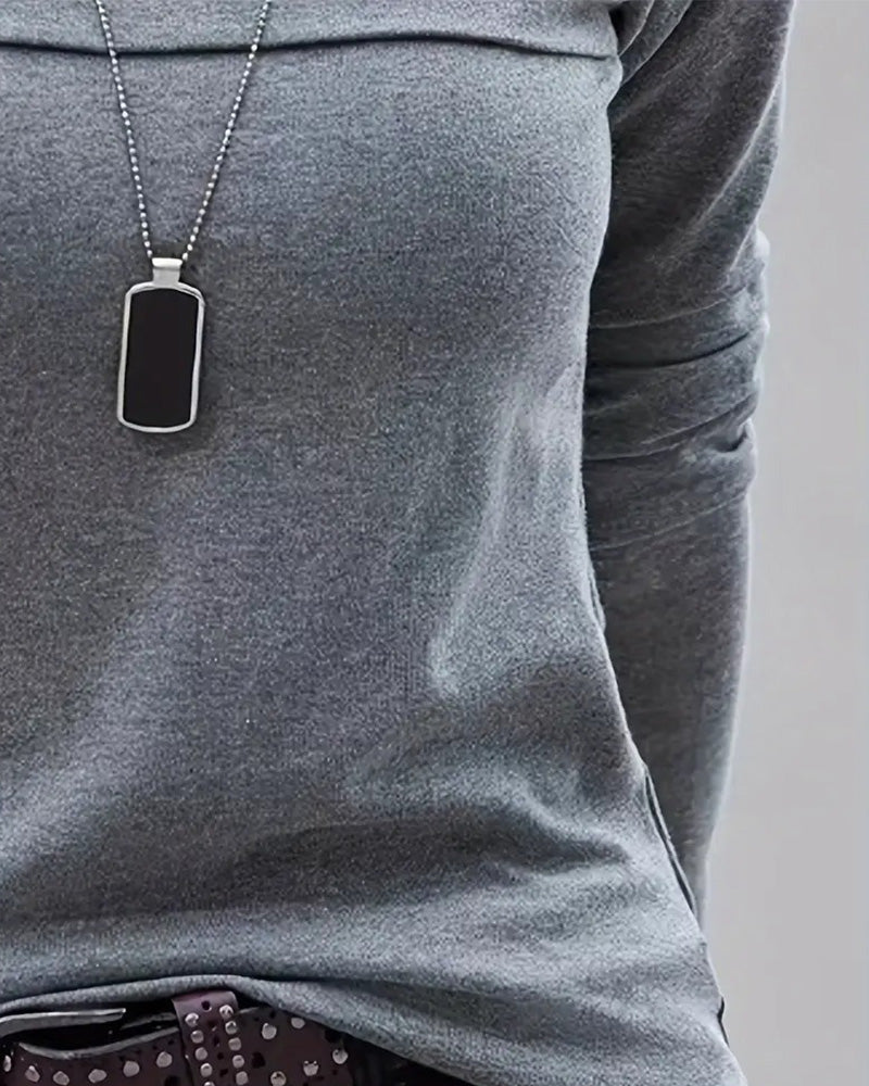 Slim Fit Pleated Long Sleeve Top